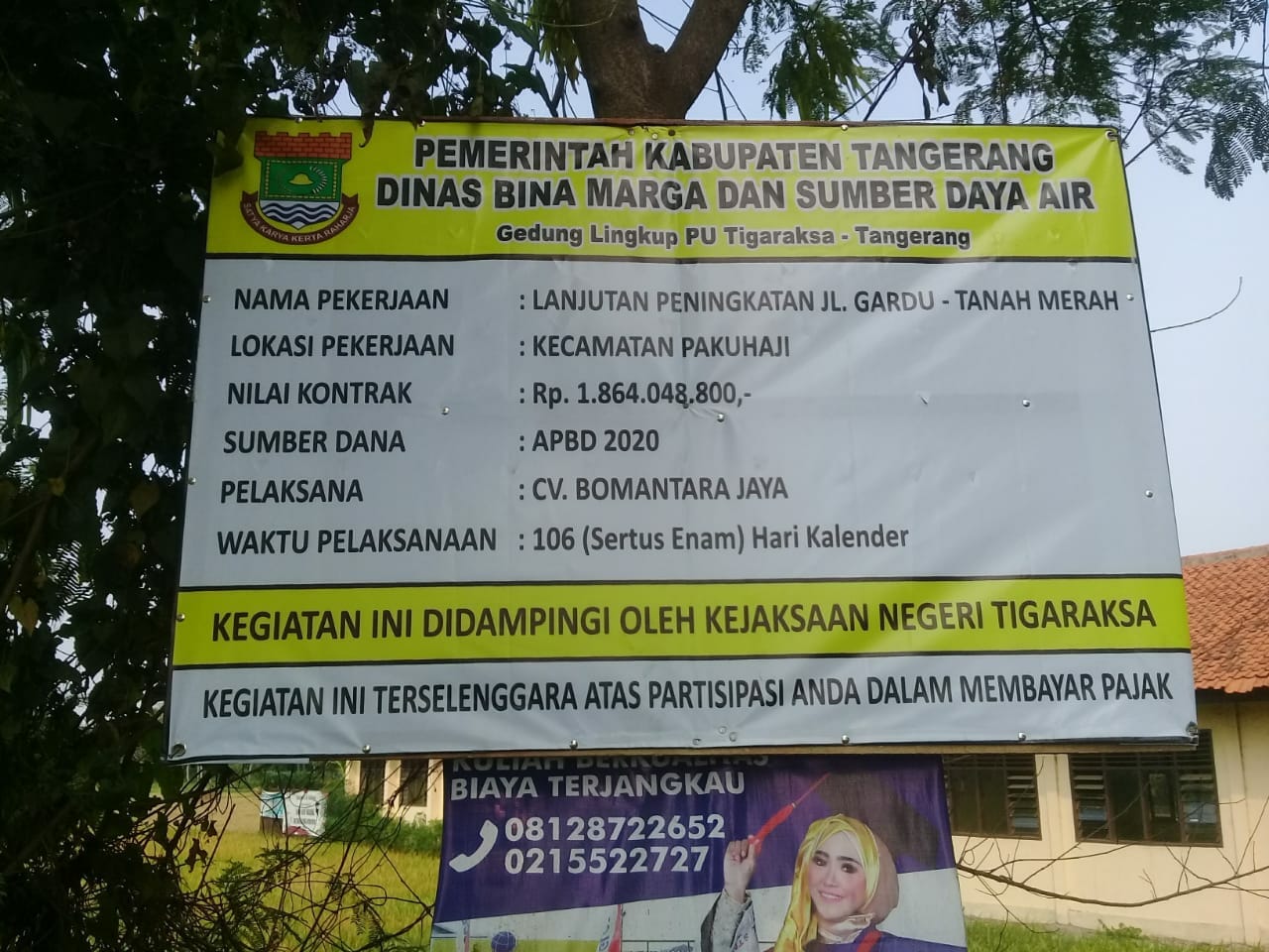 Setelah Viral, Papan Proyek yang Mencatut Nama Kejari Tigaraksa Diganti