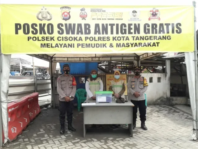 Antisipasi Penyebaran Covid-19, Polsek Cisoka Adakan Rapid Tes Antigen Gratis