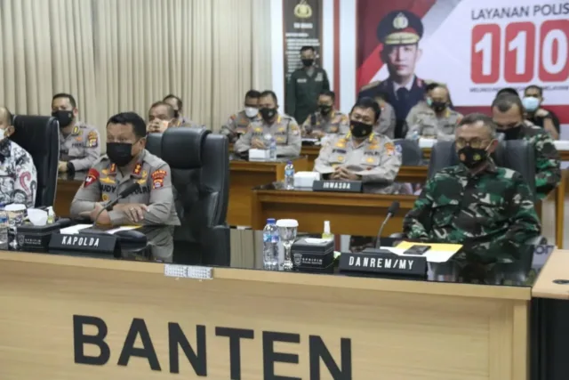 Kapolda beserta Forkopimda Banten, Hadiri Lounching Layanan 110 Secara Virtual