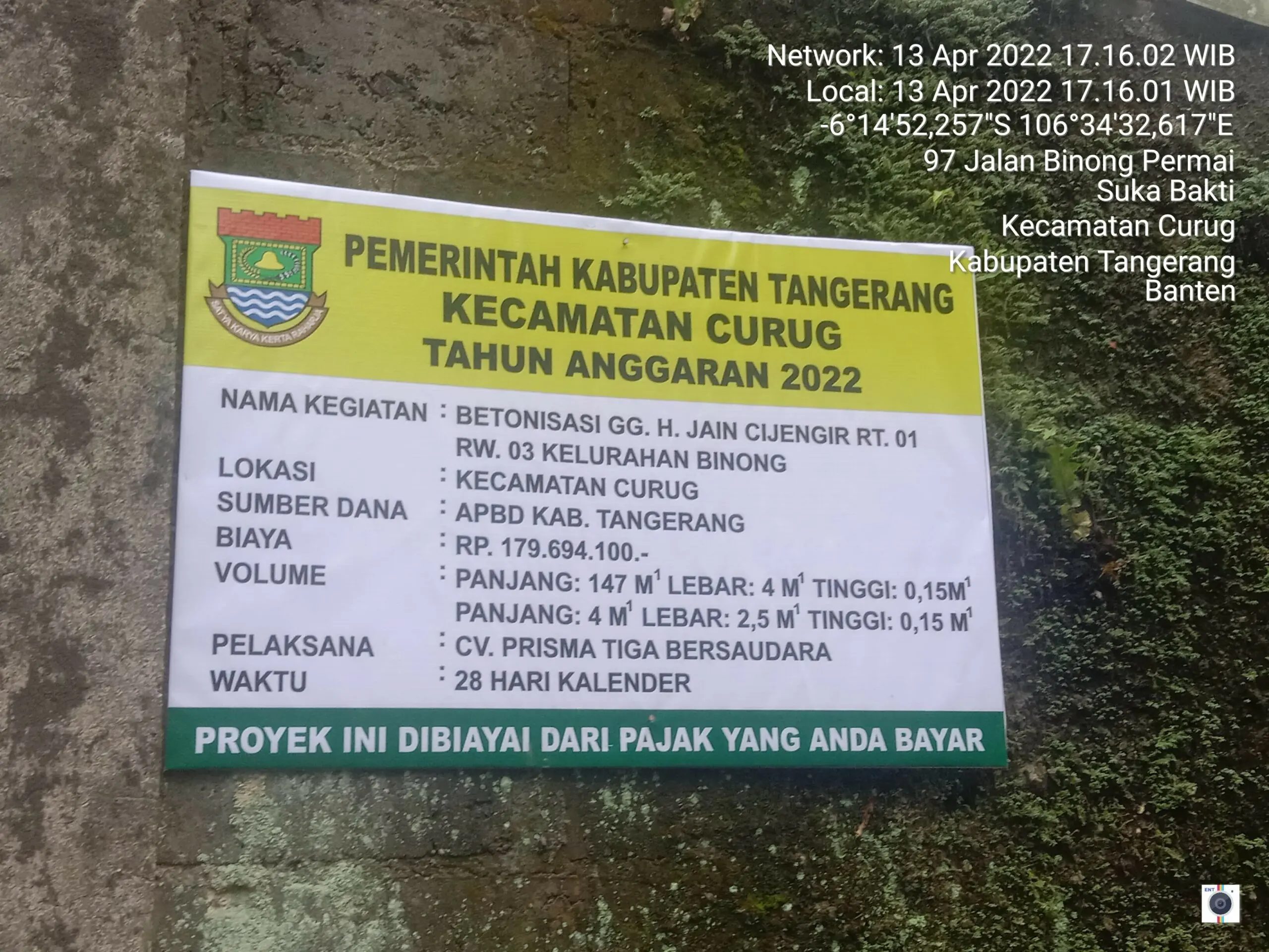 Lemah Pengawasan, Proyek Betonisasi di Kecamatan Curug Diduga Tidak Sesuai Spek