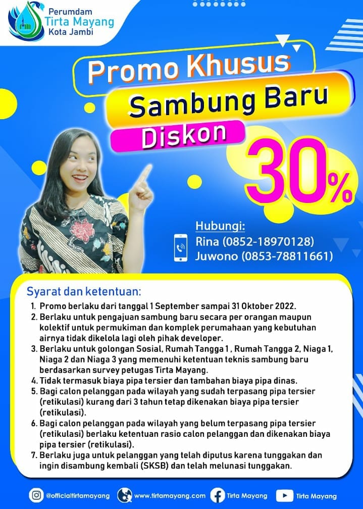 Pelayanan Air Bersih Aman, Perumdam Tirta Mayang Miliki 92.545 Sabungan Rumah