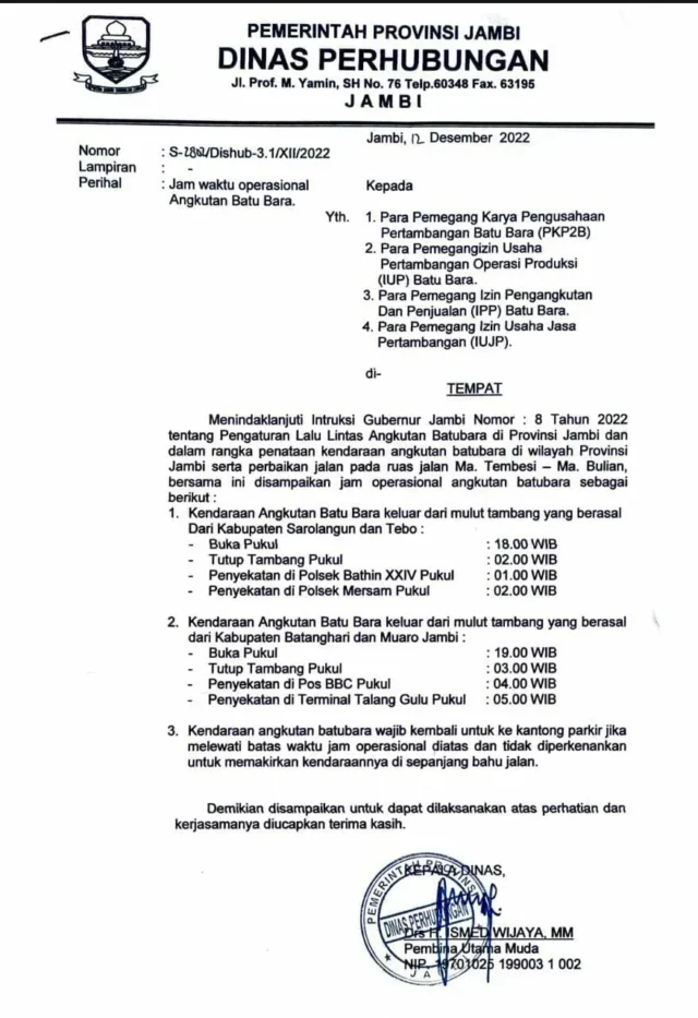 Ini aturan yang menekan investasi batubara di Jambi.