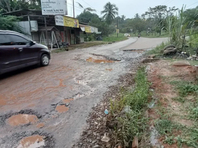 Beginilah kondisi jalan alternatif Kenali Asam Atas yang kerusakannya seperti abai dilakukan perbaikan. .