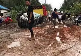 Tampak, salah satu titik kerusakan ruas Jalan di Kabupaten Tanjung Jabung Timur. 