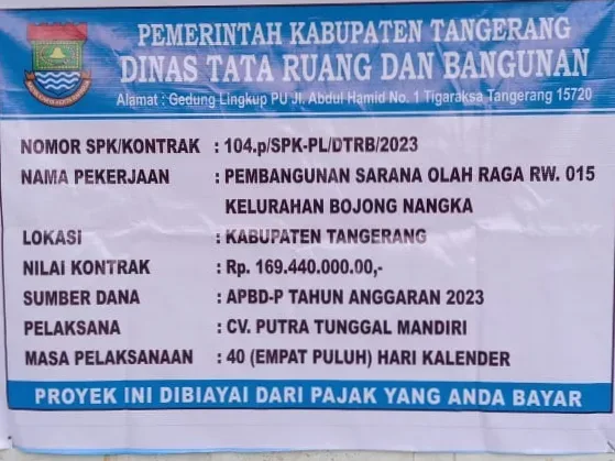 Disorot LSM, Kegiatan Betonisasi Sarana Olahraga Kelurahan Bojong Nangka Diduga Terindikasi Korupsi