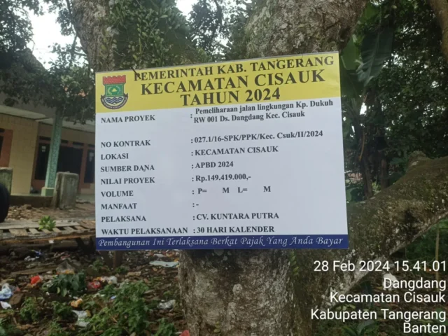 Kurang Pengawasan, Proyek Paving Block di Desa Dandang Cisauk Diduga Tak Sesuai Spesifikasi Standar Maupun Mutu Kualitas