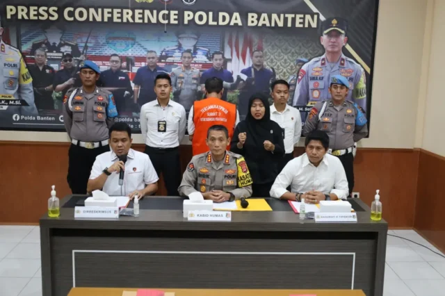 Polda Banten Gelar Press Conference Tindak Pidana Korupsi Pembangunan Jalan Akses Pelabuhan Warna Sari Tahap 2